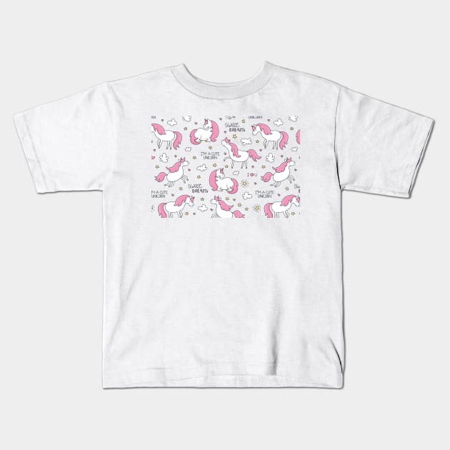 unicorn pattern pretty mask Kids T-Shirt by HALLOMUM